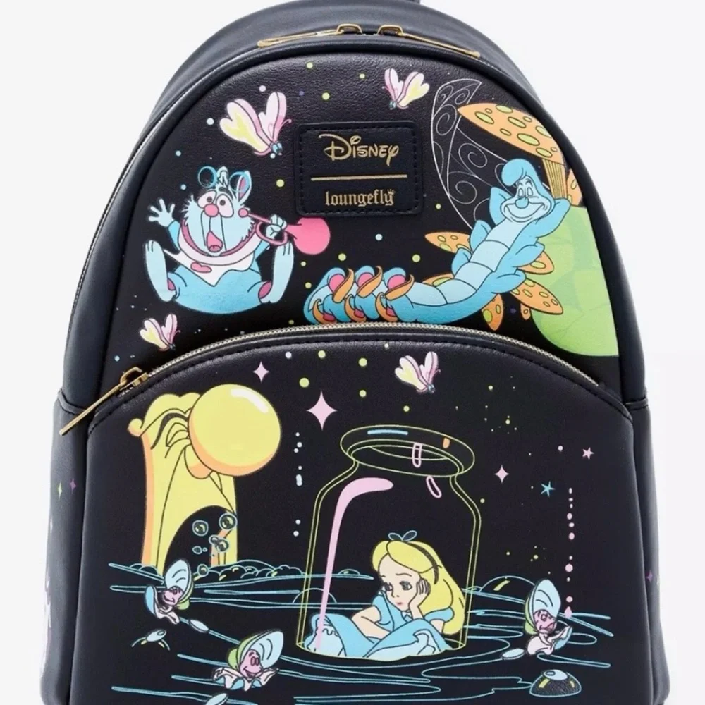 Loungefly Black and Blue Alice in Wonderland Backpack - Picture 1 of 2